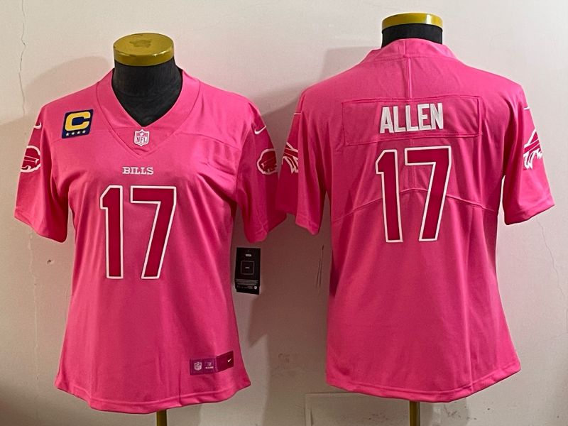Women 2025 Buffalo Bills #17 Allen Pink Nike Limited NFL Jersey style 0063